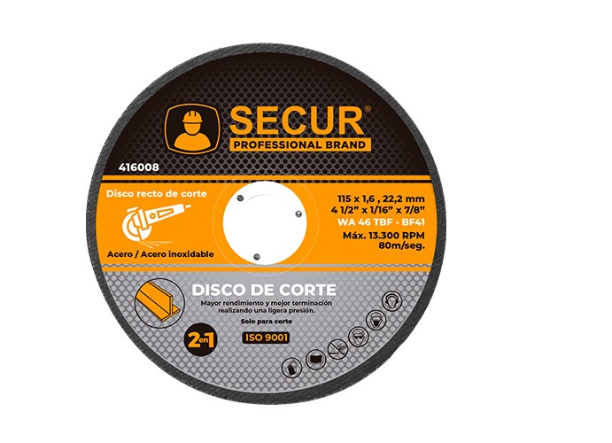 Disco de corte 115 mm x 1,6 mm acero/acero inoxidable